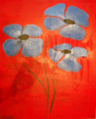 Blaue Blumen auf Rot - Klaus Ainedter - Array auf Array - Array - Array Blaue Blumen auf Rot - Klaus Ainedter - Array auf Array - Array - Array