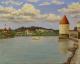 Passau Inn - Vladi Baum - Ãl auf Leinwand - FluÃ-Wolken - Passau Inn - Vladi Baum - Ãl auf Leinwand - FluÃ-Wolken -