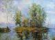 Insel - Vladimir Kandaschkin - Ãl auf Leinwand - KÃ¼ste-Himmel-See-Wald-Sonstiges-Einsamkeit-Harmonie-Herbst - Impressionismus